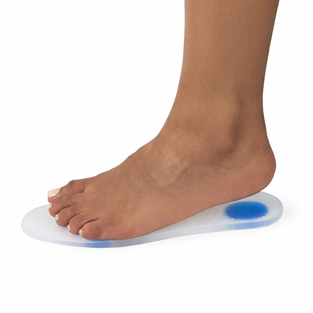 Silicone gel insole and heel cup for cushioning and heel comfort