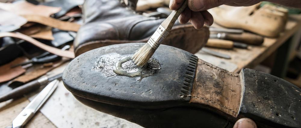 Shoe being repaired with Orthabond