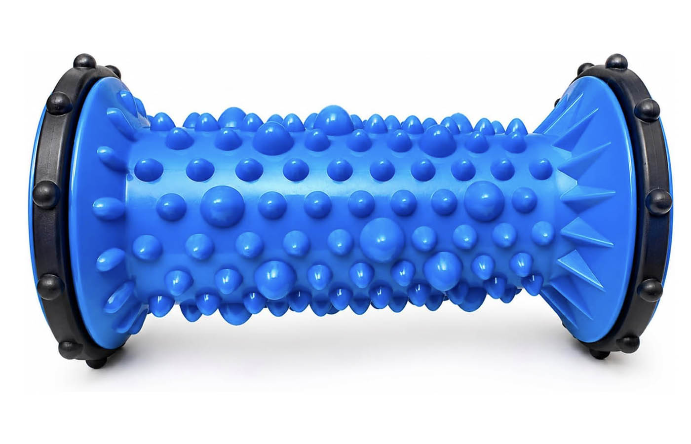 Blue Physioworx SoleFlex plantar fasciitis foot massage roller on a white background