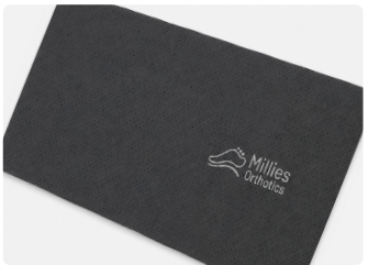 Completed black custom printed orthotic material sheet