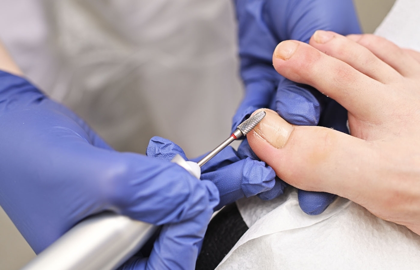 Podiatrist using Podiatry Drill