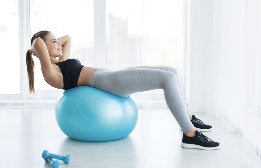 Exercise Ball Used by Woman