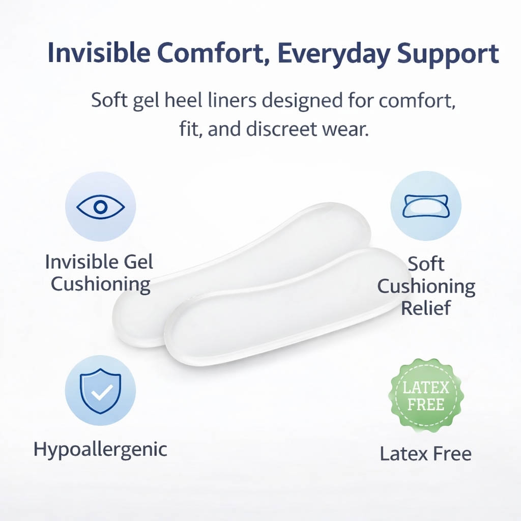TheraStep gel heel liners shown as a pair for heel cushioning and fit improvement