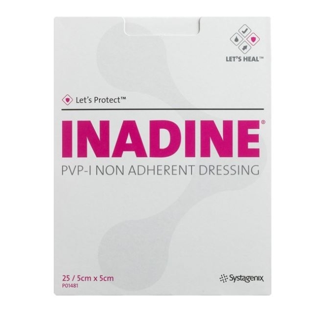 INADINE PVP-I Iodine Non-Adherent Dressings 5cm x 5cm