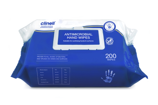 Clinell Antimicrobial Hand Wipes - Pack of 200
