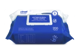 Clinell Antimicrobial Hand Wipes - pack of 200