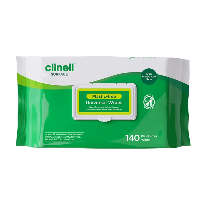 Clinell Universal Surface Wipes plastic-free pack of 140