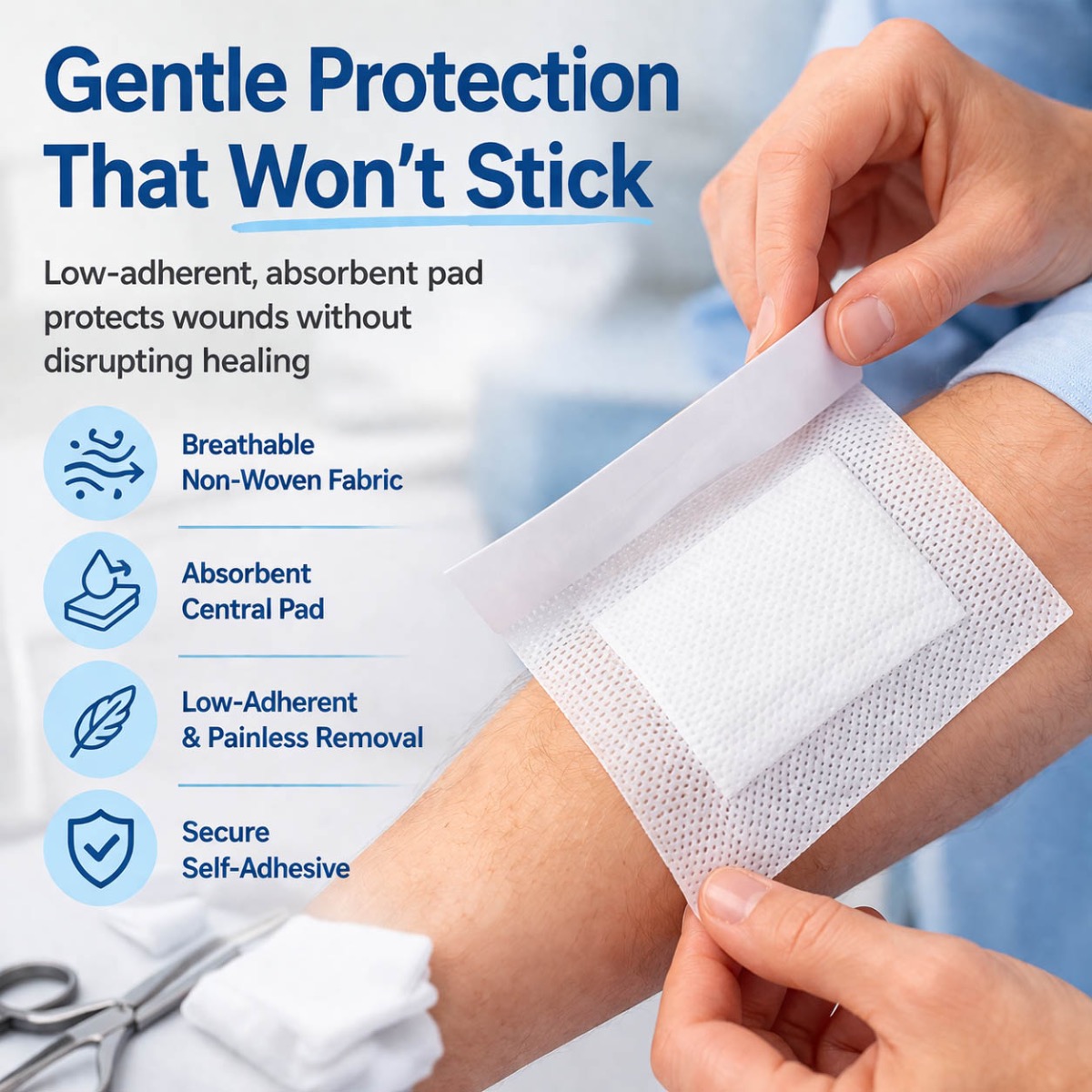 Advapore Fabric Non-Woven Adhesive Wound Dressing 10x20cm
