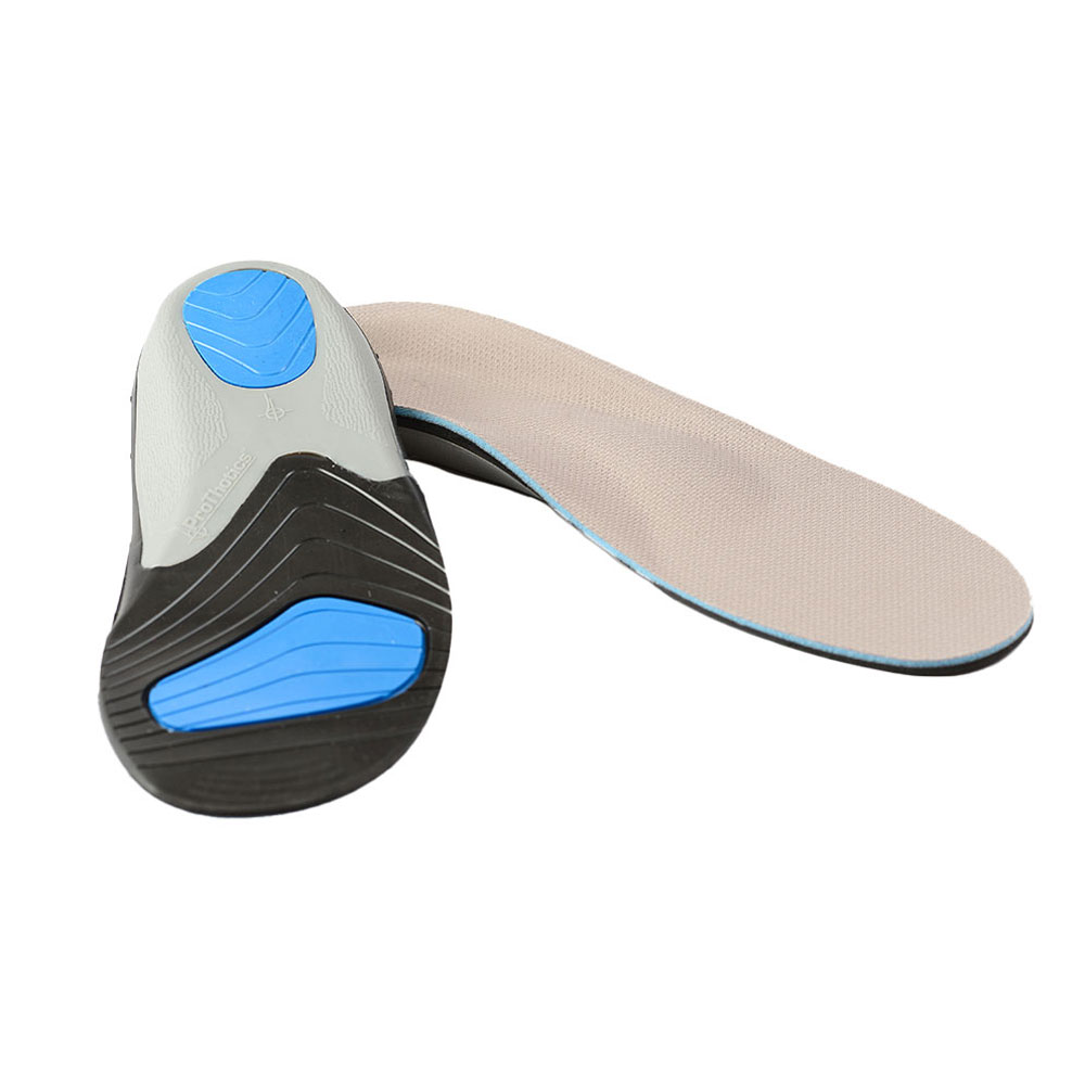 Underside of motion control insoles showing heel cup and structure